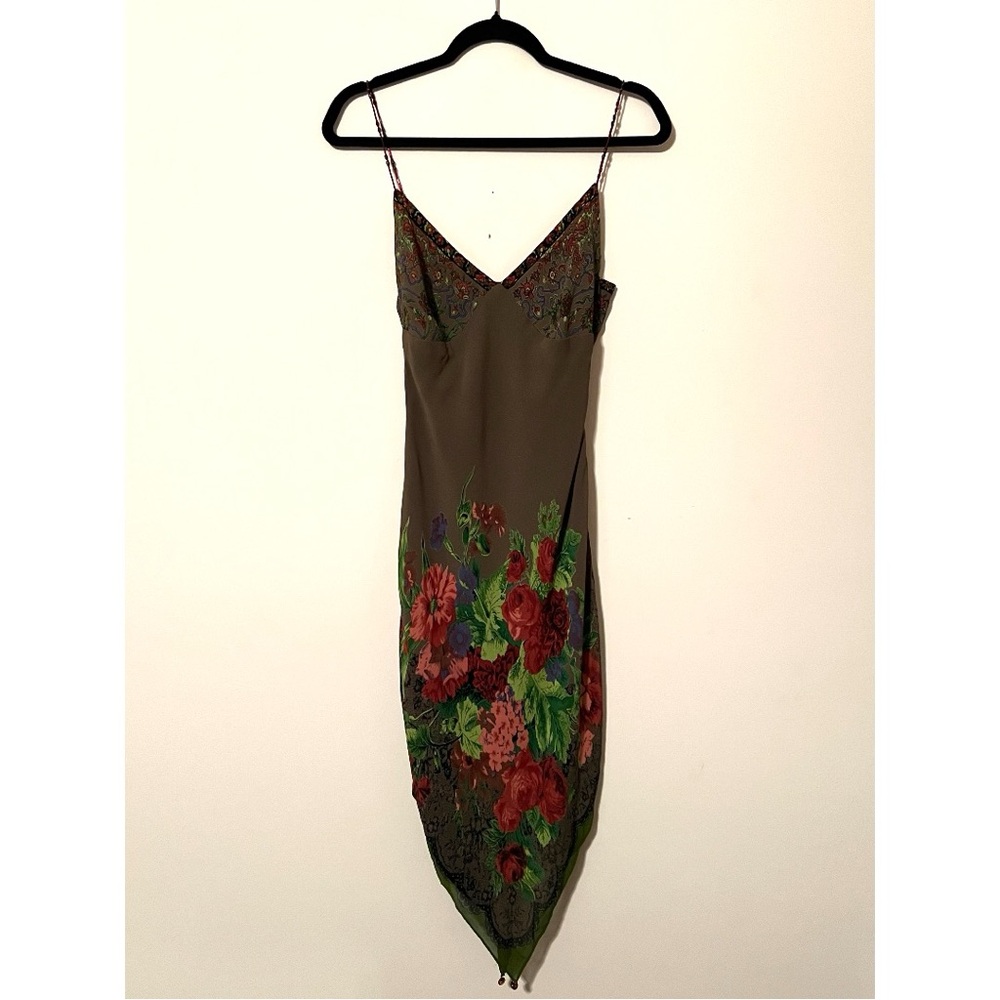 NWT Caché olive green floral dress with beaded straps size: 8